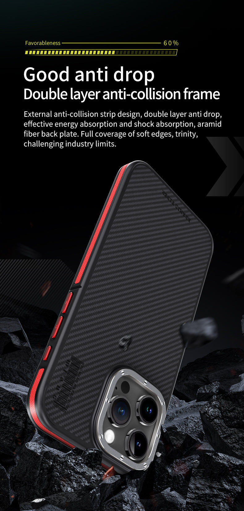 Premium 100% Aramid Fiber Kevlar iPhone Case – 600D Lightweight Compatible Ultra-Thin Protective Cover for iPhone Models