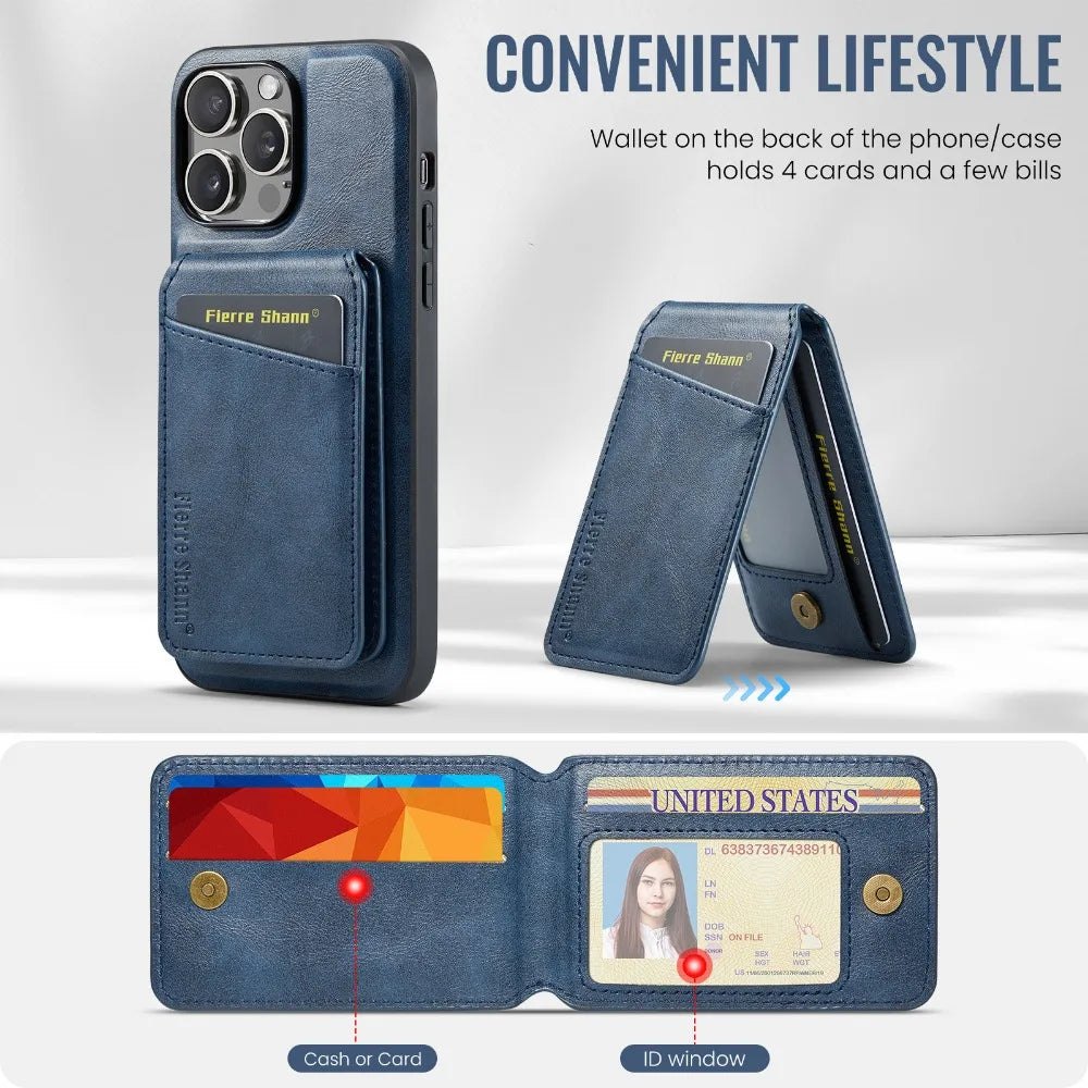 Luxury 2-in-1 Detachable Wallet iPhone Case – Magnetic Card Holder, MagSafe Compatible, Shockproof Protection, Premium Leather Cover for iPhone Models