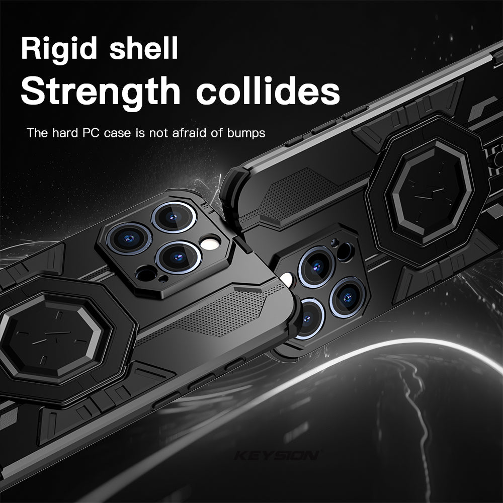 KEYSION MagSafe Shockproof iPhone Case – Ring Stand with Camera Protection, Durable Phone Cover for iPhone Models