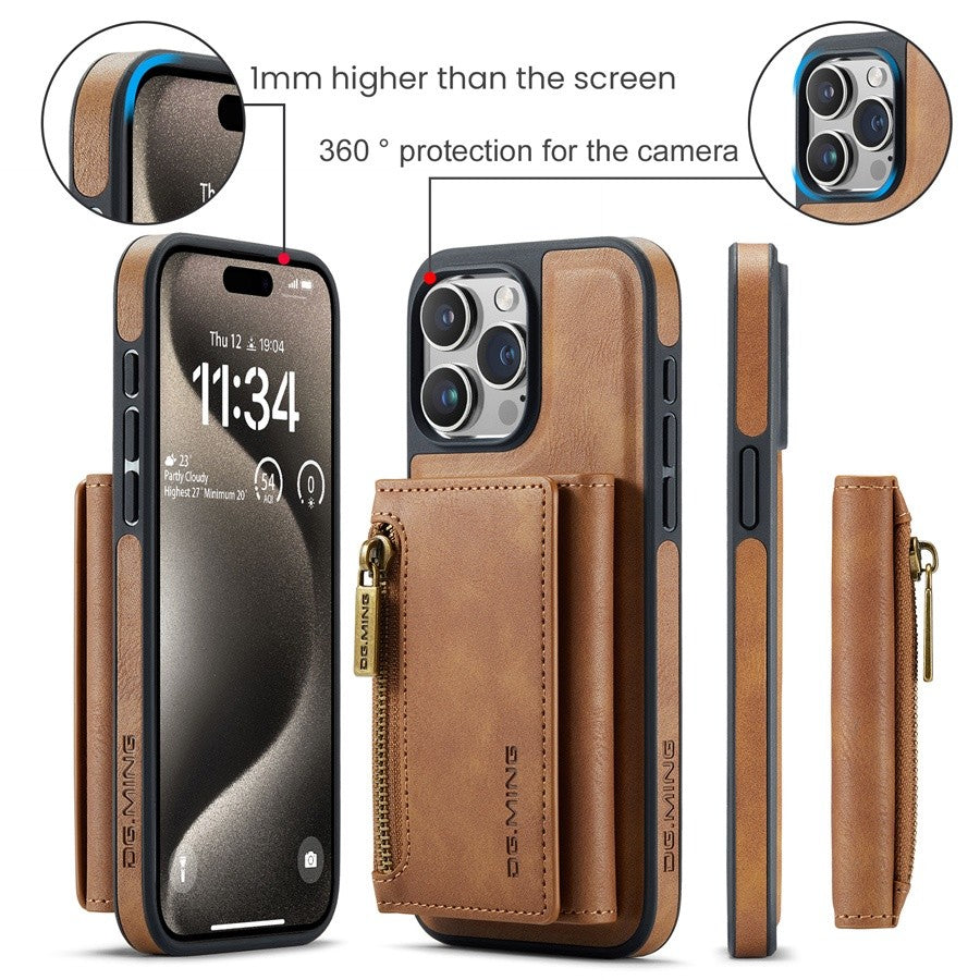 RFID Magnetic Detachable Leather Wallet iPhone Case – Stand Function, Secure Card Holder Premium Protection for iPhone Models