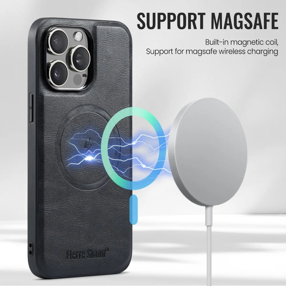 Luxury 2-in-1 Detachable Wallet iPhone Case – Magnetic Card Holder, MagSafe Compatible, Shockproof Protection, Premium Leather Cover for iPhone Models