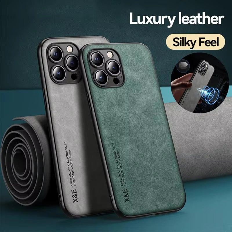 Luxury Magnetic Leather MagSafe iPhone Case – Wireless Charging, Shockproof & Stylish Protection | Case for iPhone