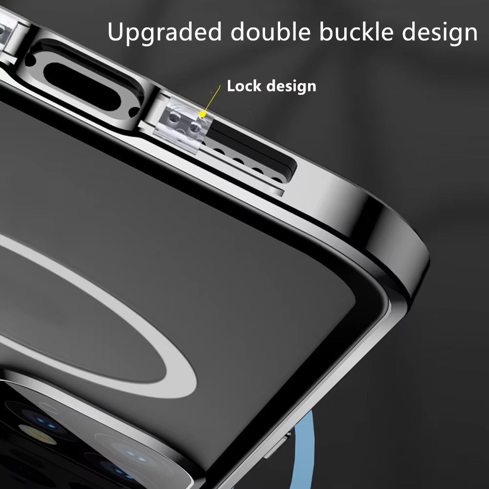 Premium Apple iPhone Case MagSafe Compatible, Magnetic Full All Around Protection Cover with 360 Metal Glass Alloy Shield