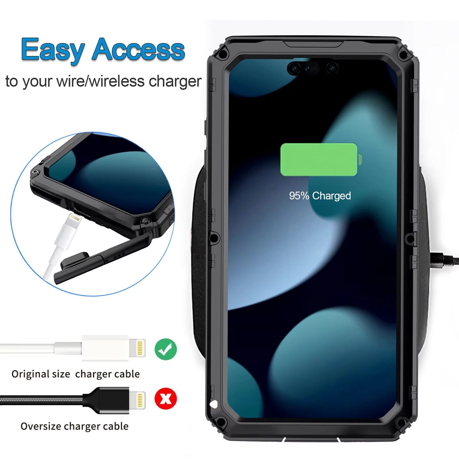 Robust Apple iPhone Case MagSafe Compatible, Camera Lens & Screen Protection, Cover with IP68 Waterproof Armor Design