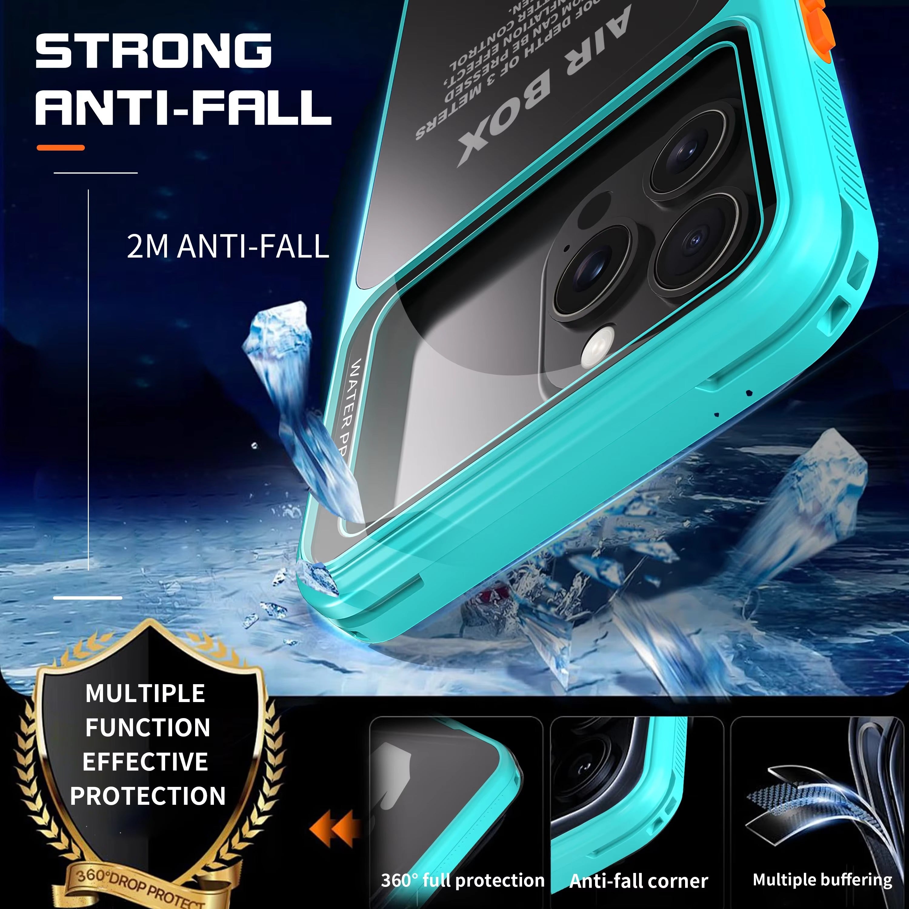 Premium Apple iPhone Case MagSafe Compatible, Camera Lens & Screen Protection, Cover with IP68 5m Waterproof Diving Shell