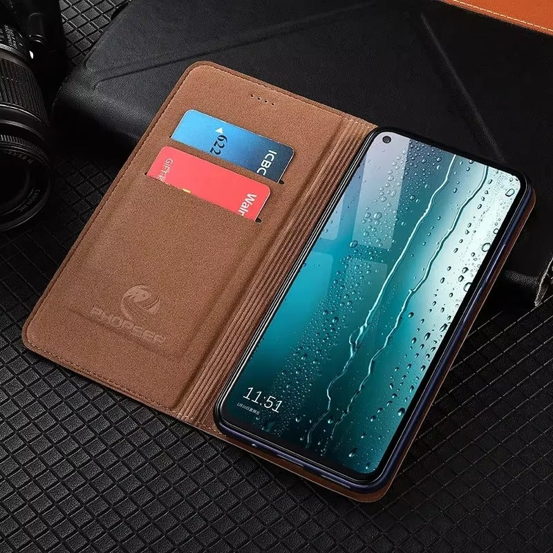 Luxury Nappa Real Leather iPhone Case – Business Wallet Flip Cover, Stylish & Durable Protection | Case for iPhone