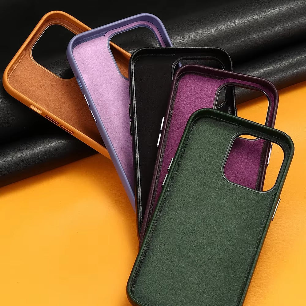 Premium Genuine Leather iPhone Case – 360° Full Protection, Luxury Armor Shell, Stylish & Durable Back Cover Case for iPhone