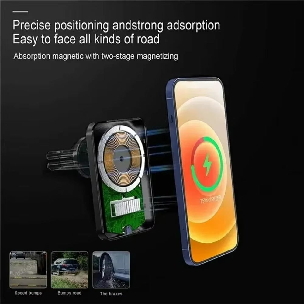 Premium 30W Magnetic Wireless Car Charger – Fast Charging Phone Mount for Air Vent, MagSafe Compatible, Auto-Align, 360° Adjustable Holder