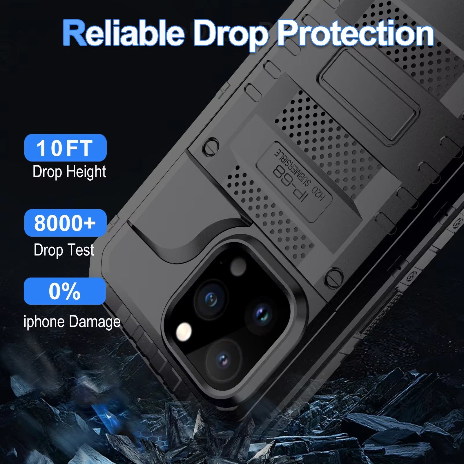 Robust Apple iPhone Case MagSafe Compatible, Camera Lens & Screen Protection, Cover with IP68 Waterproof Armor Design