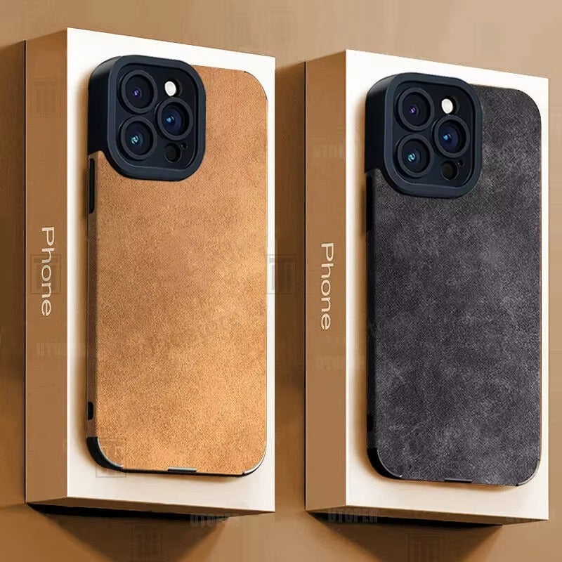 Premium Matte Leather Silicone iPhone Case – Lens Protection, Bumper Design, Stylish & Durable Cover | Case for iPhone