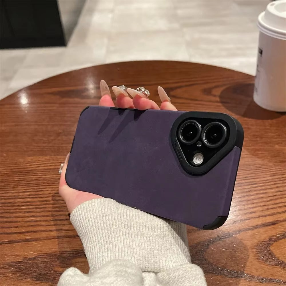 Premium Matte Leather Silicone iPhone Case – Lens Protection, Bumper Design, Stylish & Durable Cover | Case for iPhone