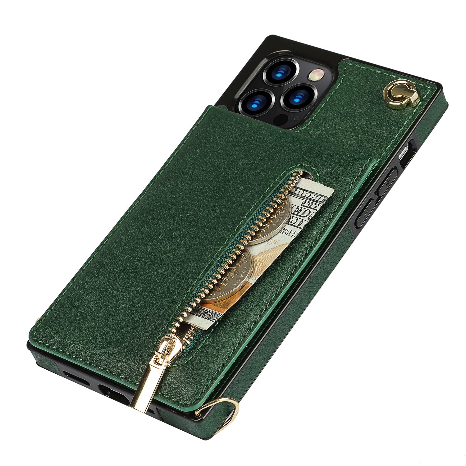 Luxury Zipper Wallet Crossbody Leather iPhone Case Card Holder, Lanyard Strap Magnetic Closure, Stylish Flip Cover for iPhone