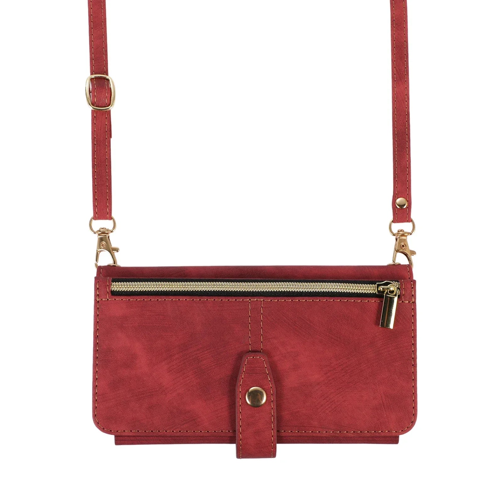 Luxury Crossbody Zipper Wallet iPhone Case – Leather Card Holder, Lanyard Strap, Closure Hands-Free Convenience for iPhone