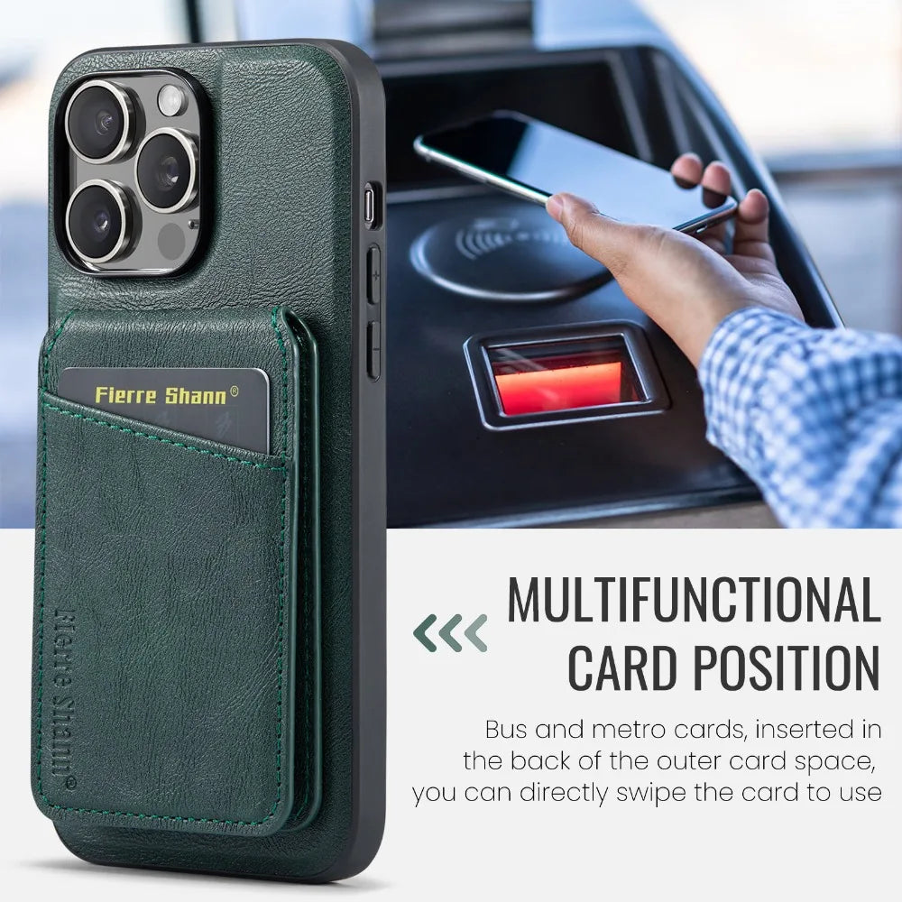 Luxury 2-in-1 Detachable Wallet iPhone Case – Magnetic Card Holder, MagSafe Compatible, Shockproof Protection, Premium Leather Cover for iPhone Models