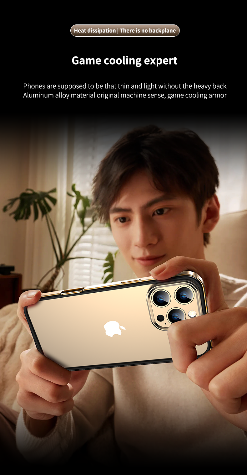 Luxury Hybrid Metal iPhone Case - Camera Protection, Silicone Frame, Aluminum Heat-Dissipating Bumper, | Case for iPhone