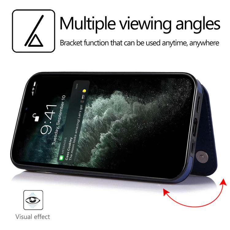 Luxury PU Leather Wallet iPhone Case – Kickstand, Card Holder Slots, Elegant Magnetic Closure for iPhone Models