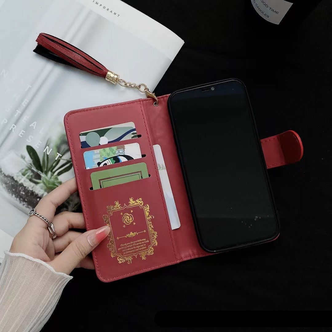 Luxury Wallet Flip Leather iPhone Case – Card Slot, Magnetic Closure, Shockproof Protection, and Premium Design for iPhone