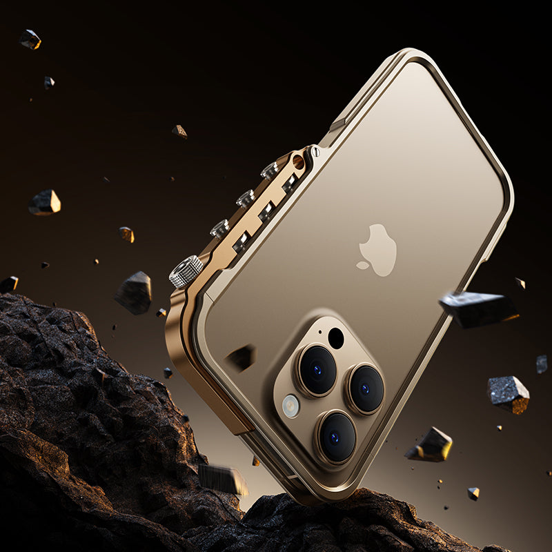 Luxury Aluminum Alloy Armor Frame iPhone Case – 360° Mechanical Metal Bumper for iPhone Models, Durable and Stylish Design