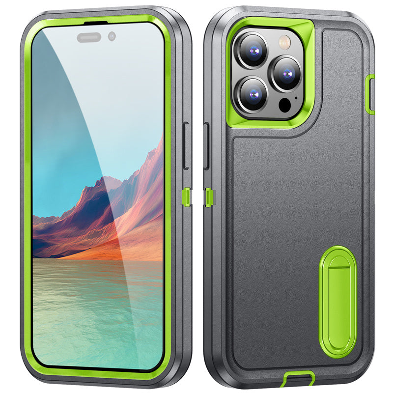 Hybrid Military-Grade Defender iPhone Case – Kickstand Full-Body Protection Cover for iPhone Models, Rugged and Shockproof