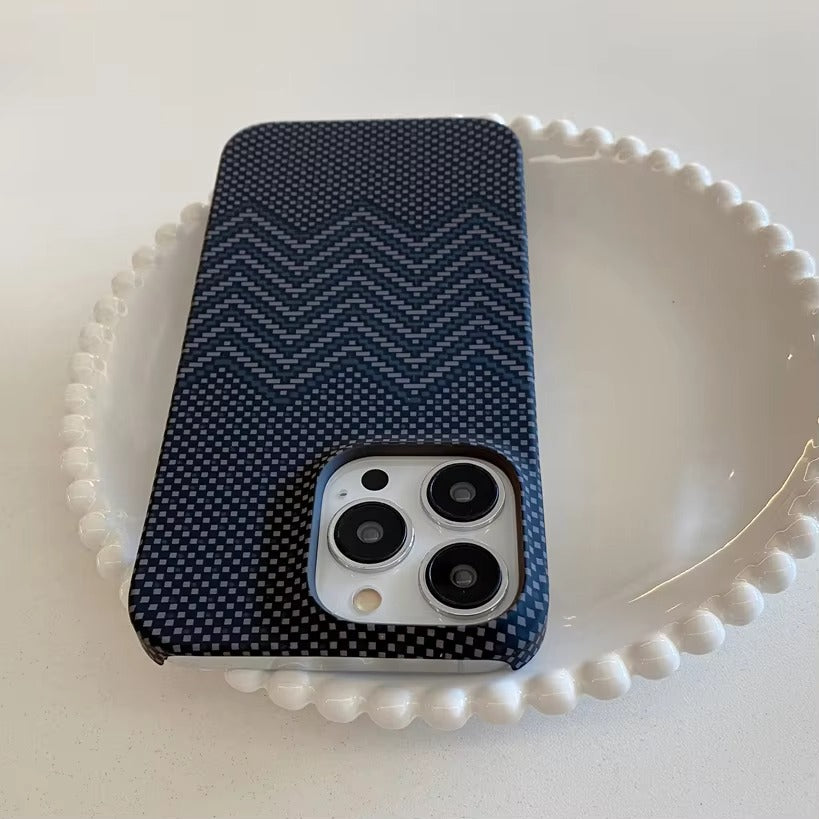 High Quality Apple iPhone Case, MagSafe Compatible, Camera Lens & Screen Protection, Ultra Thin, Shockproof, Magnetic Full All Around Cover – Business Carbon Fiber Pattern Case with Frameless Hard Armor Plastic Design