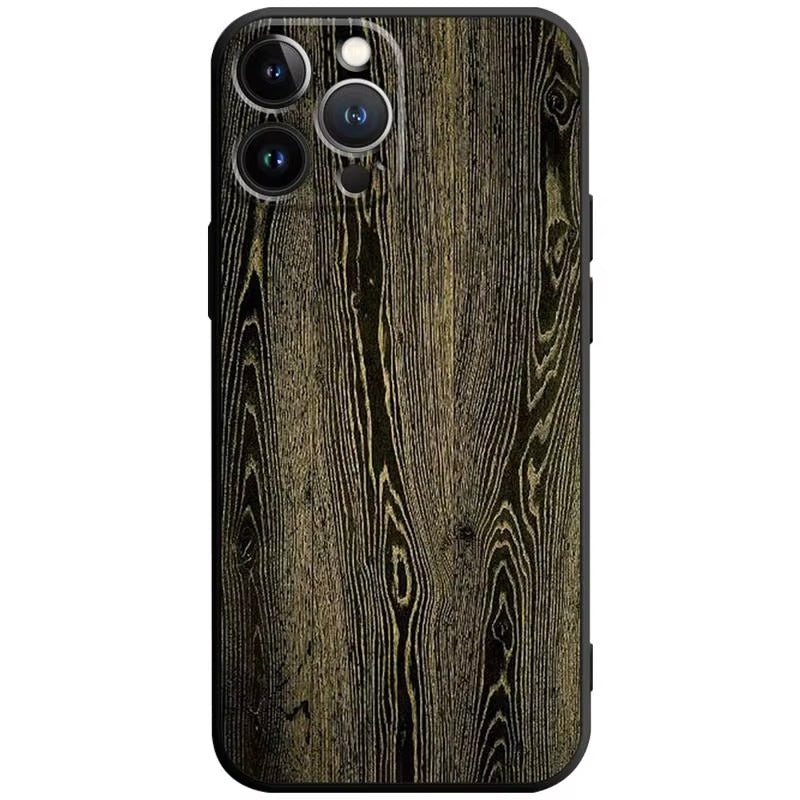 Premium Wood Grain iPhone Case MagSafe Compatible Ultra Thin Magnetic with Smooth Brown Texture and Metallic Frame Design