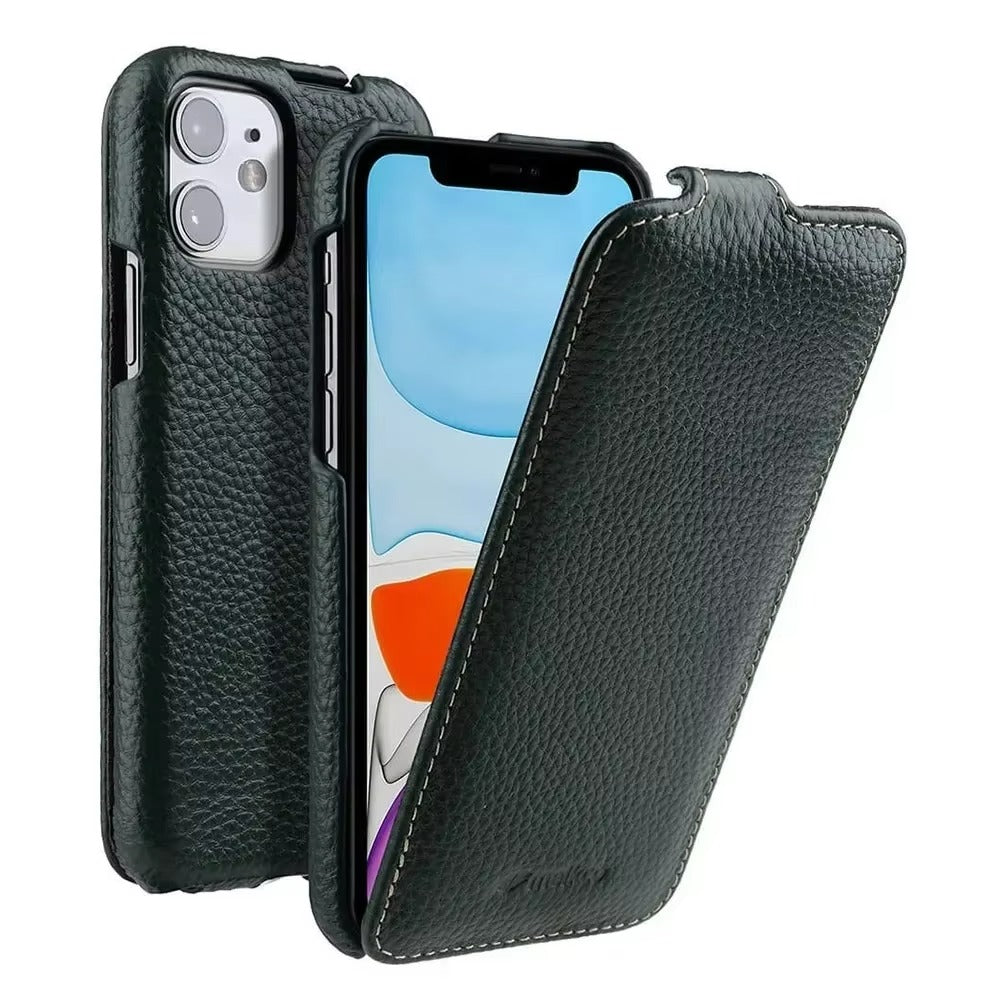 Premium Genuine Leather Flip iPhone Case – 100% Cowhide, Luxury Design, Stylish & Durable Protective Cover | Case for iPhone