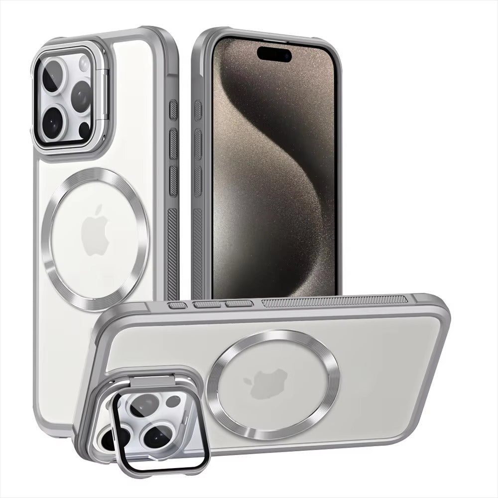 Premium Apple iPhone Case MagSafe Compatible, Camera Lens & Screen Protection, Cover with Hard Shell & Stand Bracket