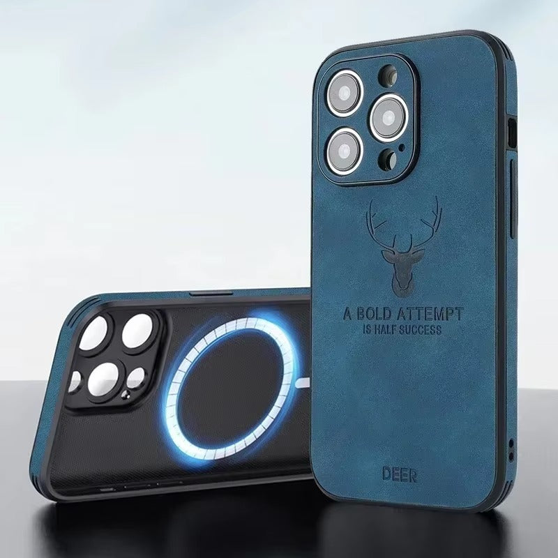 Luxury Vintage Lambskin PU Leather MagSafe iPhone Case – Wireless Charging, Full Protection, Stylish & Durable Cover