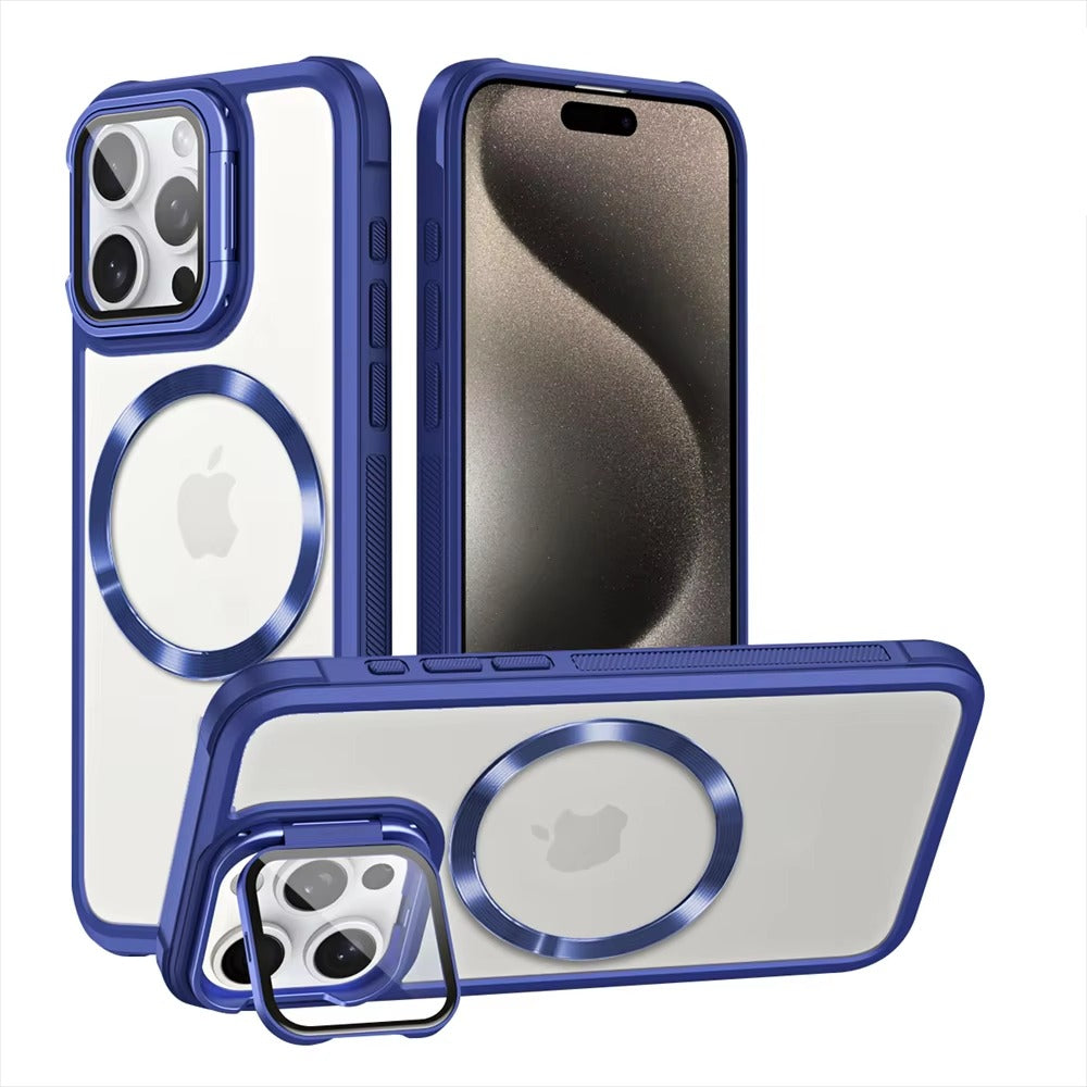 Premium Apple iPhone Case MagSafe Compatible, Camera Lens & Screen Protection, Cover with Hard Shell & Stand Bracket