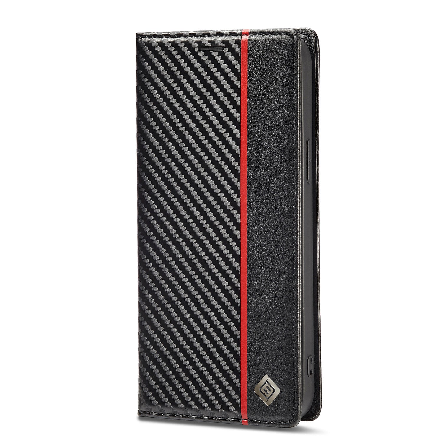 Luxury Carbon Fiber Leather Wallet iPhone Case – Magnetic Flip Cover, Card Holder, Shockproof Protection, Durable for iPhone