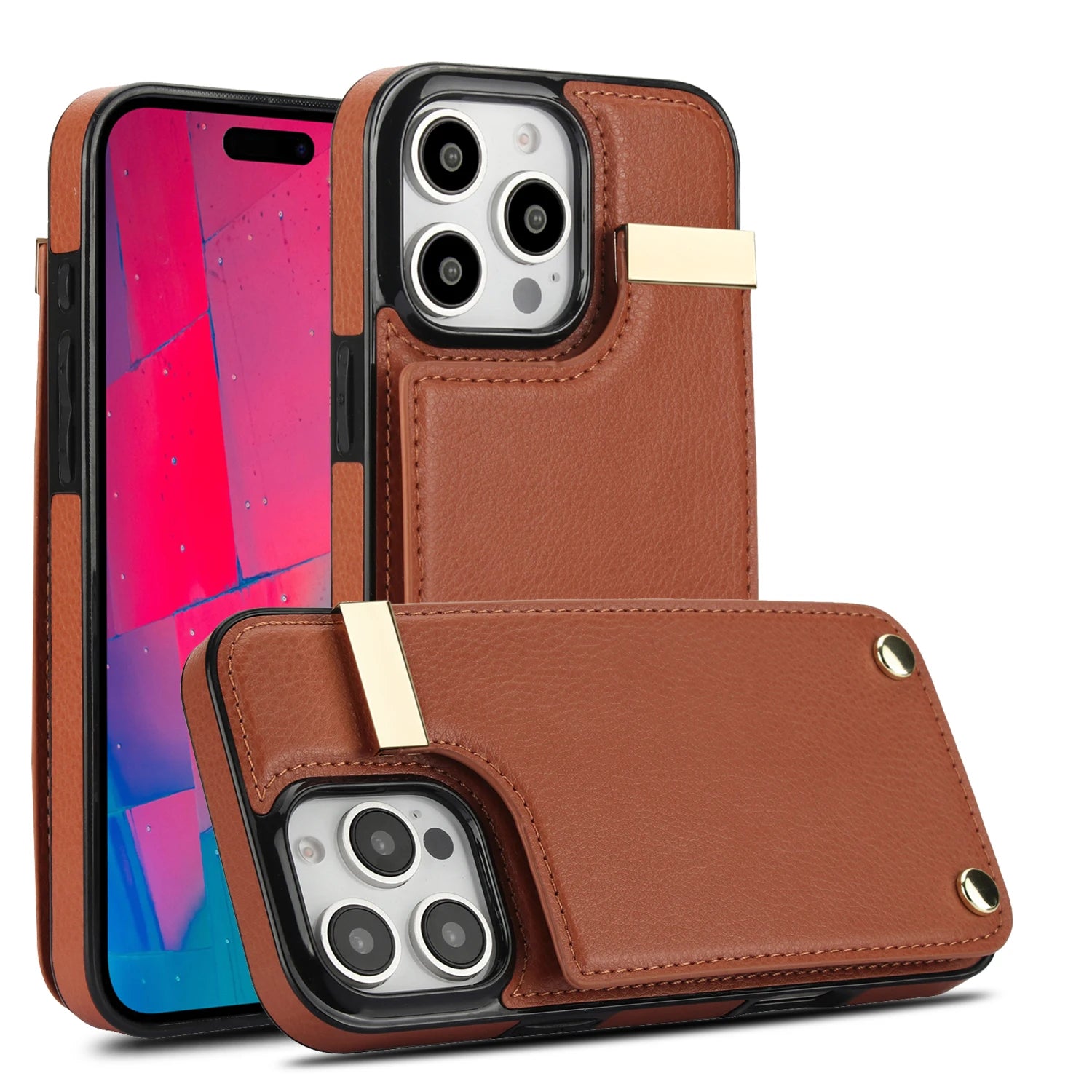 Shockproof Leather Wallet iPhone Case – Flip Cover with Card Holder, Secure Pocket, Durable Protection for iPhone Models
