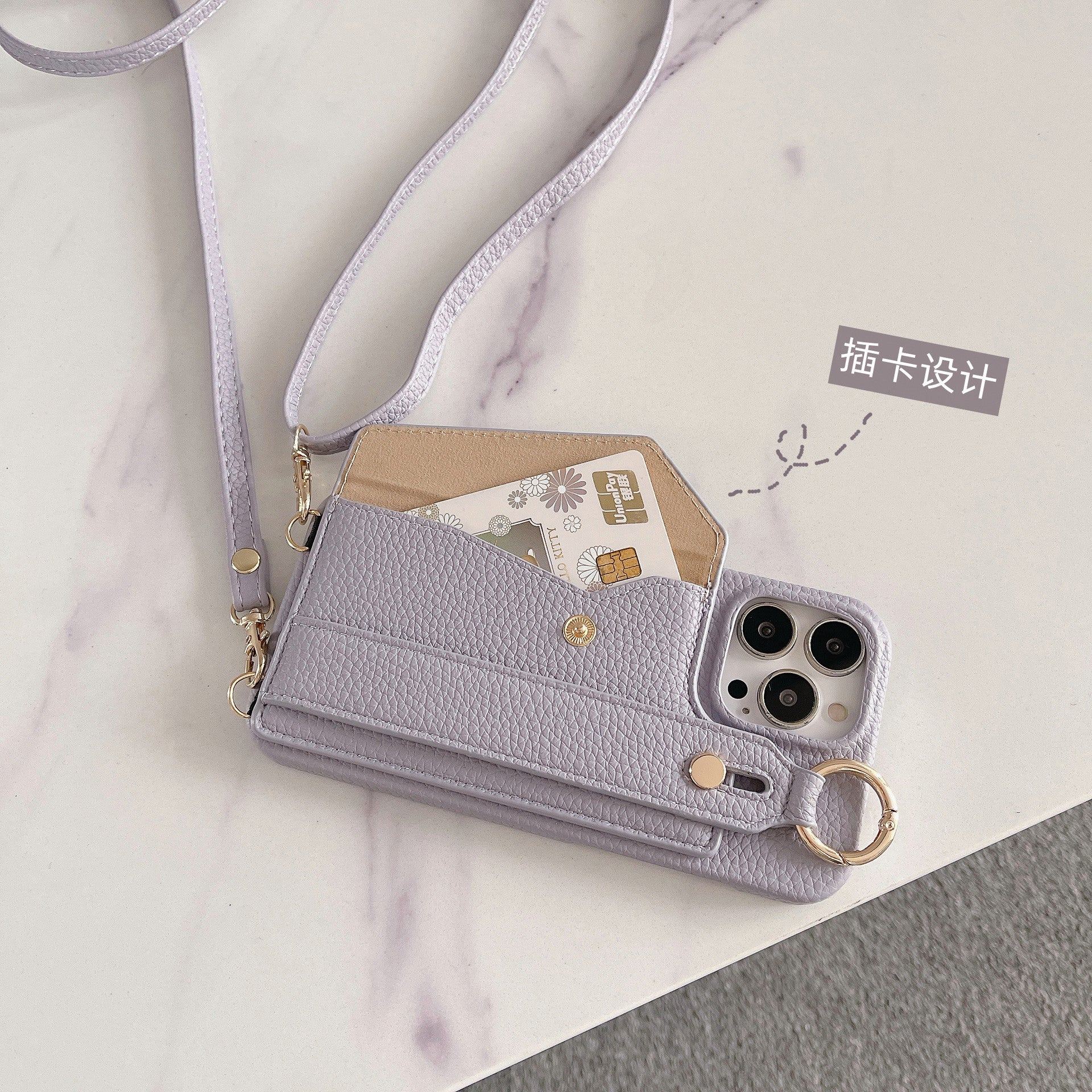 Luxury Crossbody Leather Wallet iPhone Case – Wrist Strap, Ring Holder, Card Slot, Shockproof Protection, Stylish Design for iPhone