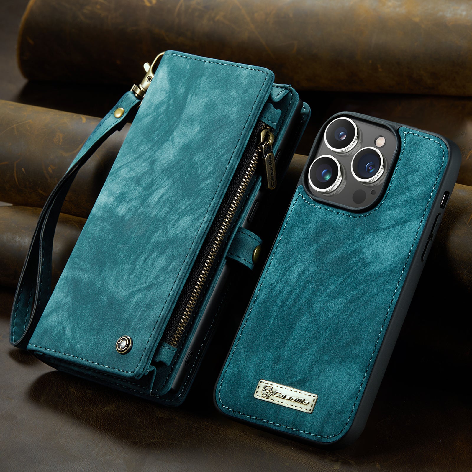 Luxury Detachable Leather Wallet iPhone Case – Multi-Function Zipper Flip Cover, Card Holder, Shockproof Protection, Magnetic Closure for iPhone