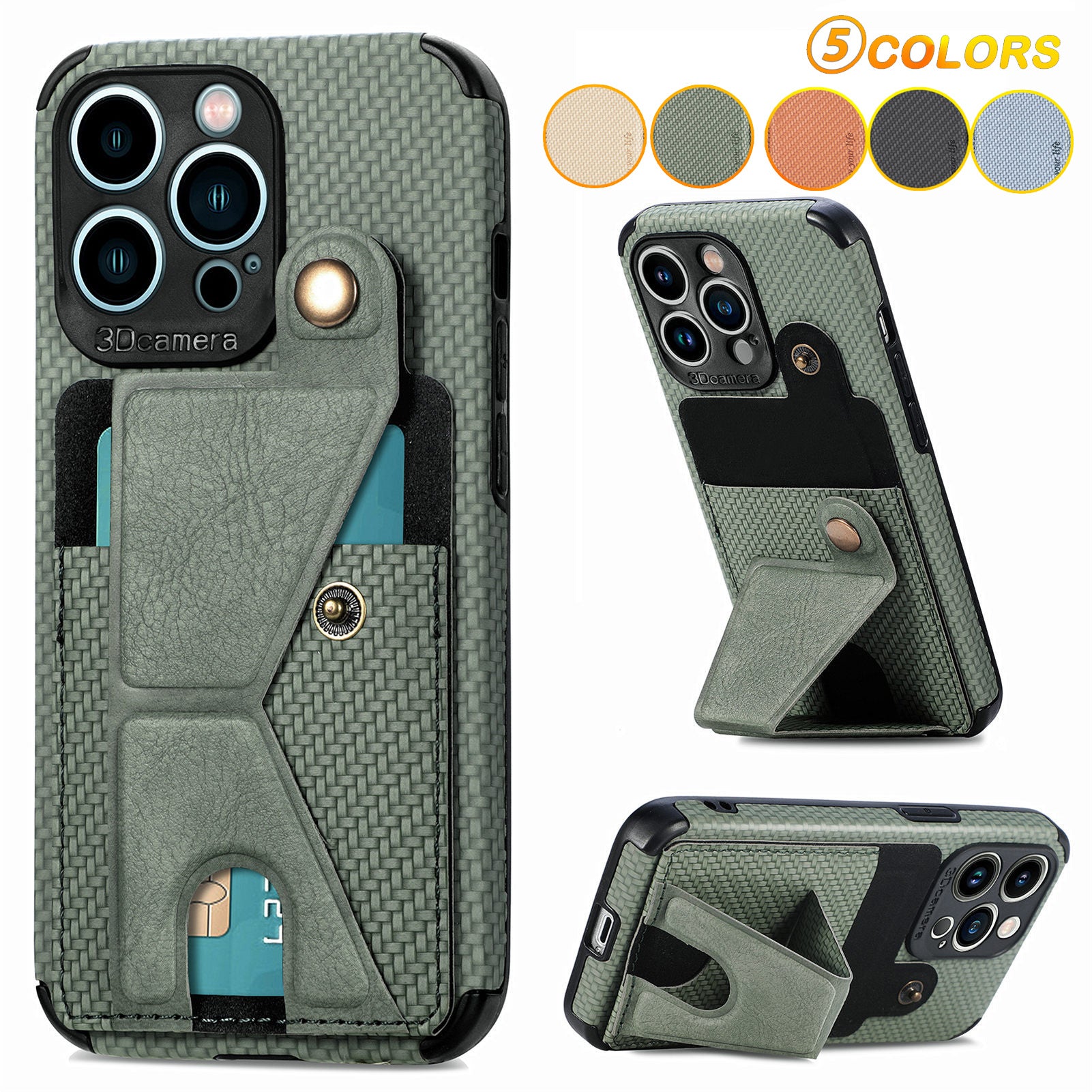 Carbon Fiber Wallet Flip iPhone Case – Premium Leather, Card Holder, Shockproof Protection Sleek & Durable Design for iPhone