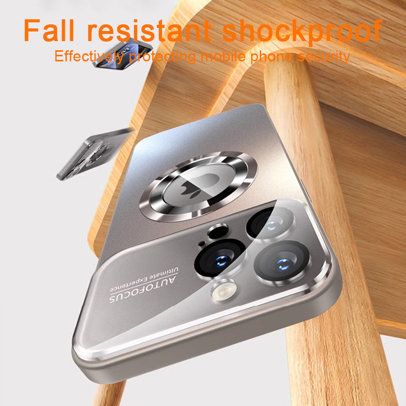 Luxury Magnetic iPhone Case - Matte Finish, MagSafe Compatible, Shockproof with Camera Lens Protection,