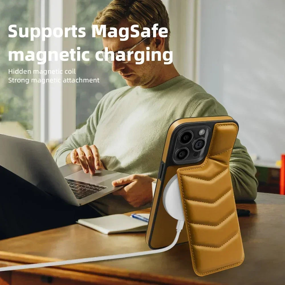 Premium MagSafe Leather iPhone Case – Magnetic Wireless Charging, Card Holder Wallet, Shockproof Protection, Sleek Design for iPhone Models