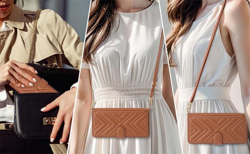 Luxury Crossbody Wallet iPhone Case – Fashion Shoulder Strap, Magnetic Closure, Card Holder and Premium Protection for iPhone