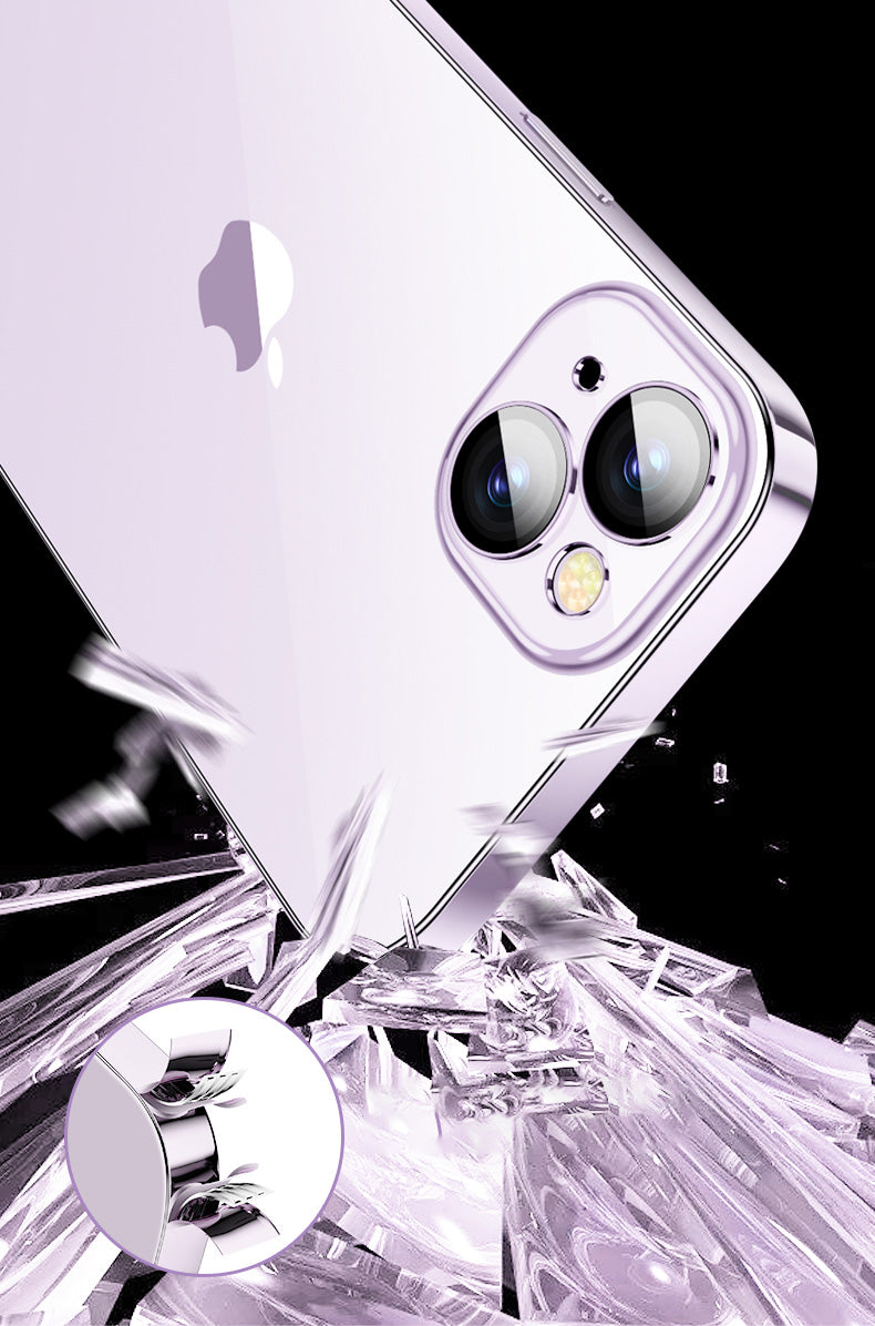 Luxury Plating Transparent Silicone Case – High Quality, Shockproof, Ultra Slim, HD Lens Protection, Durable Soft Cover,