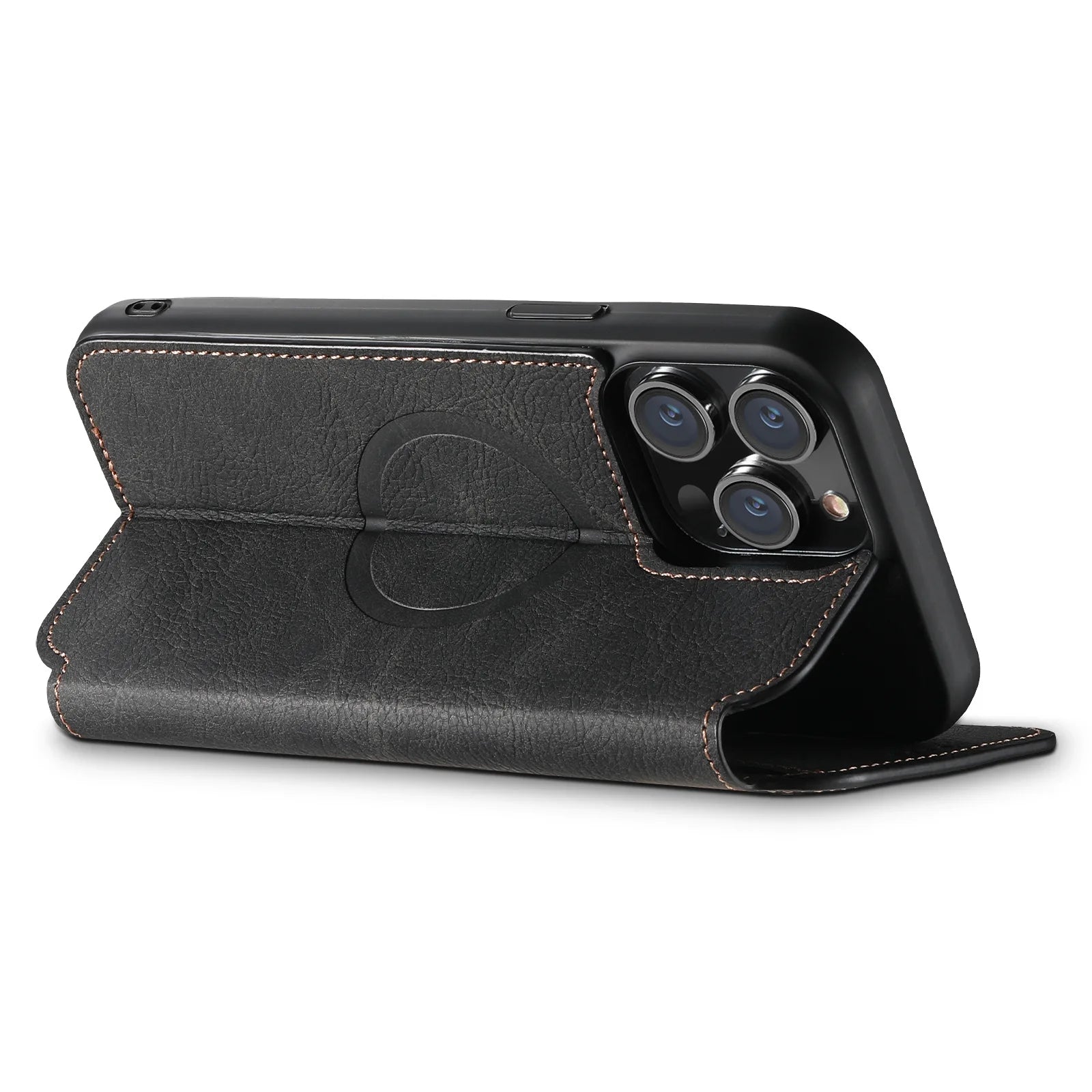 Luxury Leather Magnetic Flip iPhone Case – MagSafe Wallet Card Holder, Wireless Charging Compatible, Shockproof Protection, Elegant Design for iPhone Models