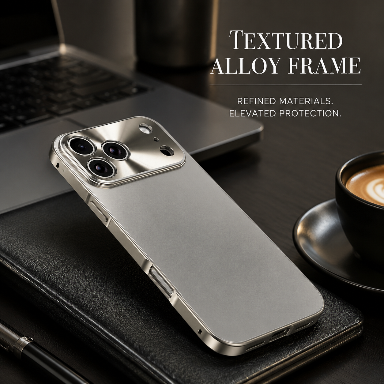 Premium Luxury iPhone Case Aluminum Alloy Frame Frosted Matte Backplate Cover Shockproof Camera Lens Protection Ultra Thin Slim Durable Design Finish