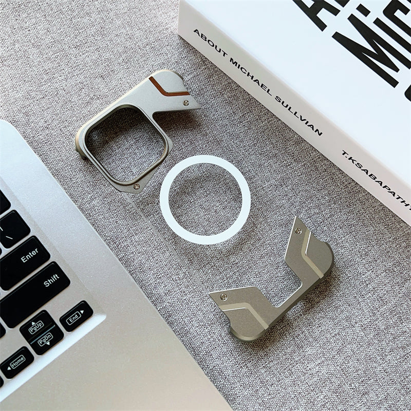 Aluminum Alloy Frameless  - Metal Bumper, Transparent PC Back, Magnetic Wireless Charging Compatible | Case for iPhone