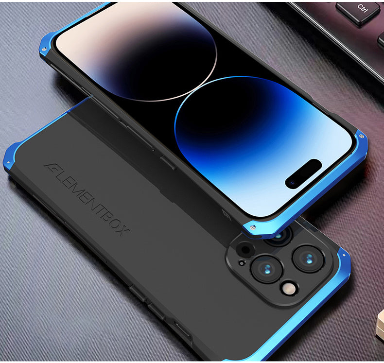 Luxury Aluminum Metal iPhone Case Shockproof Silica Gel Back Cover Anti-Collision Strip Durable Protection for iPhone Models