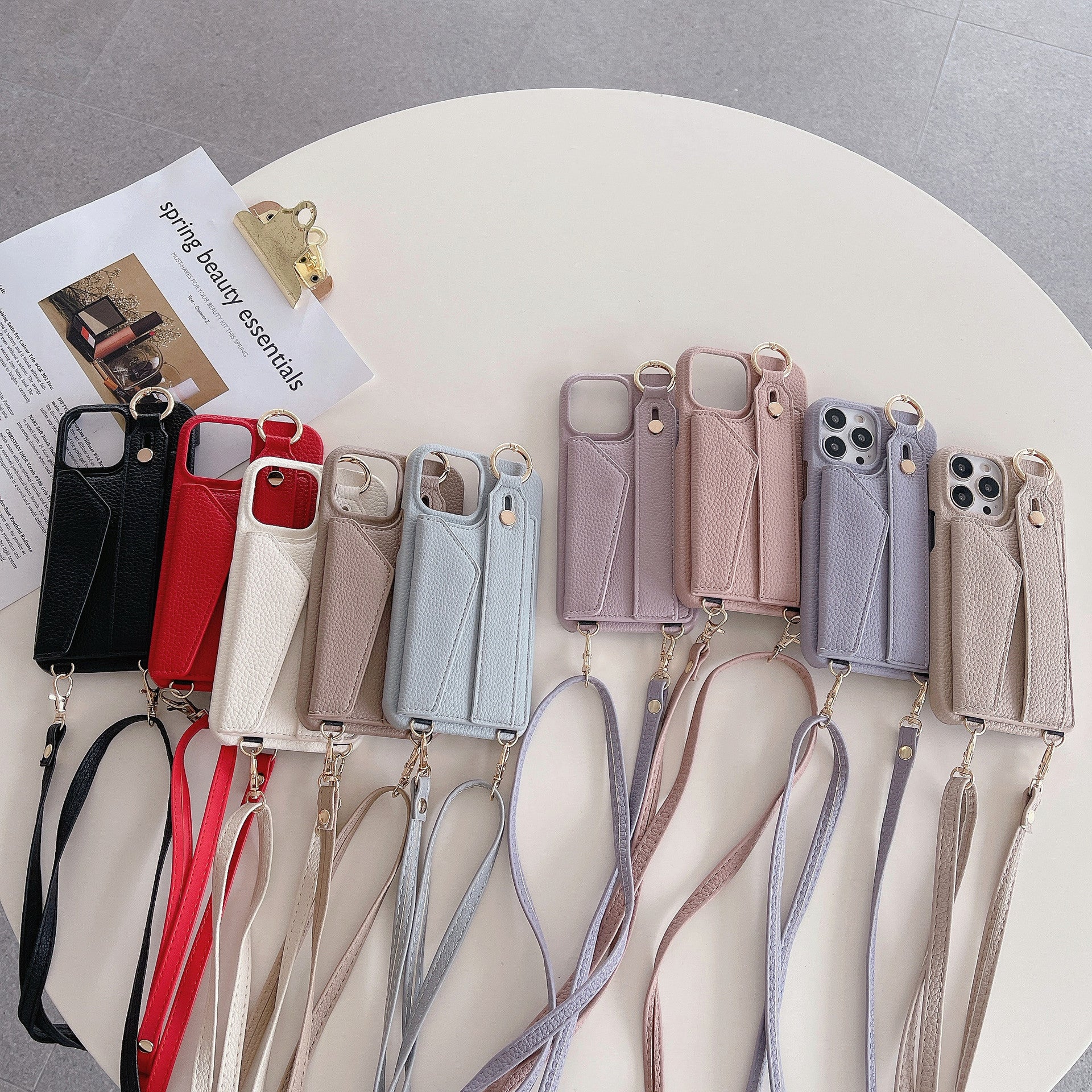 Luxury Crossbody Leather Wallet iPhone Case – Wrist Strap, Ring Holder, Card Slot, Shockproof Protection, Stylish Design for iPhone