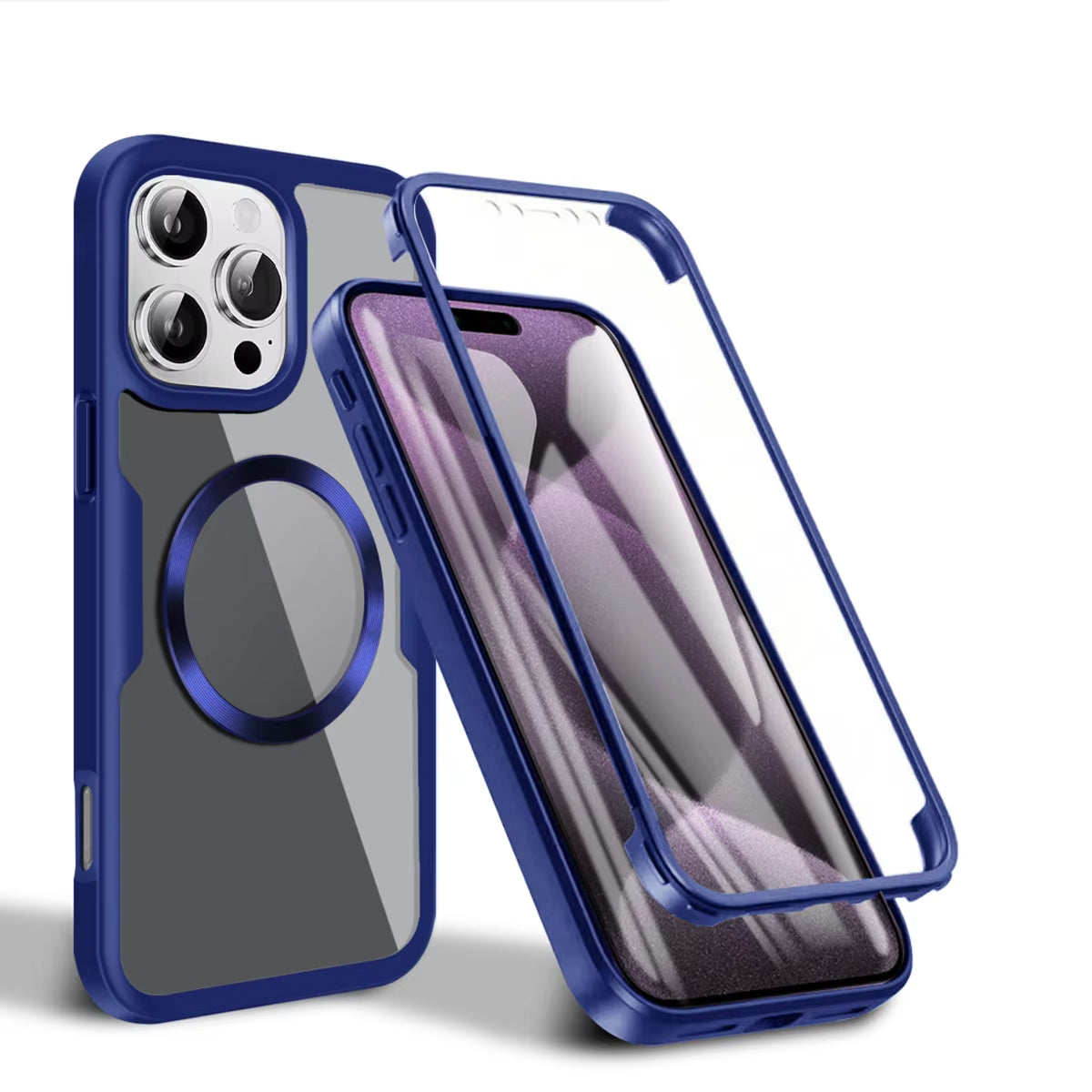 Luxury Apple iPhone Case MagSafe Compatible Ultra Thin Magnetic  All Around Protection Cover with Double Touch Clear Design