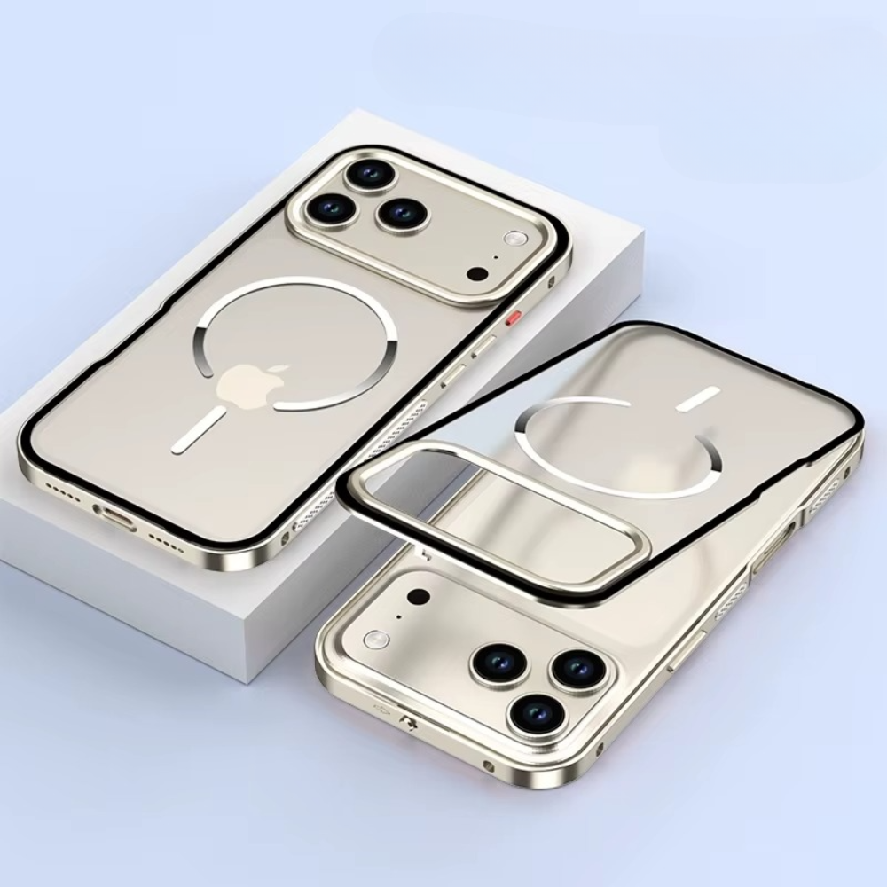 Premium Aluminum Alloy Frame iPhone Case – MagSafe Compatible Magnetic Protective Cover with Frosted Matte Back and Raised Camera Lens Guard