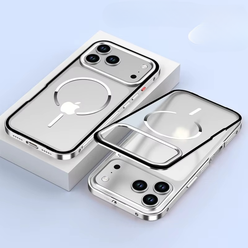 Premium Aluminum Alloy Frame iPhone Case – MagSafe Compatible Magnetic Protective Cover with Frosted Matte Back and Raised Camera Lens Guard