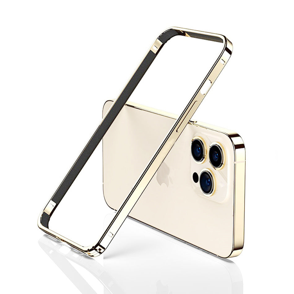 Luxury Ultra-Thin Metal Bumper iPhone Case - Light Aluminum Alloy Frame, Durable Back Protection, Sleek Desert Gold Finish 