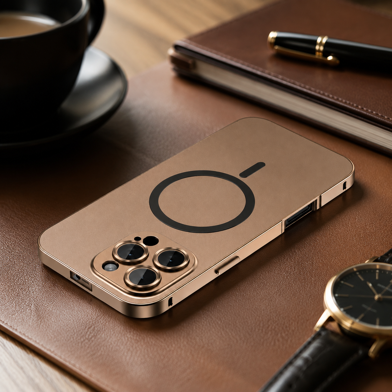 Premium iPhone Case MagSafe Compatible Magnetic Aluminum Frame Shockproof Cover PC Back Camera Lens Protection Ultra Thin Full Coverage