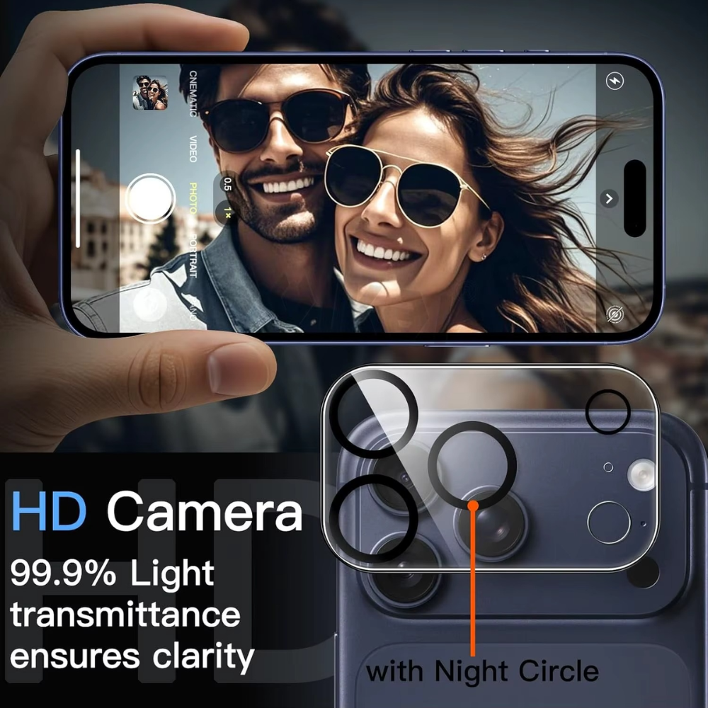Premium Camera Lens Protector – 9H Tempered Glass Lens Cover with Scratch Resistance, Drop Protection, Ultra-Clear Transparency and Precision Camera Fit