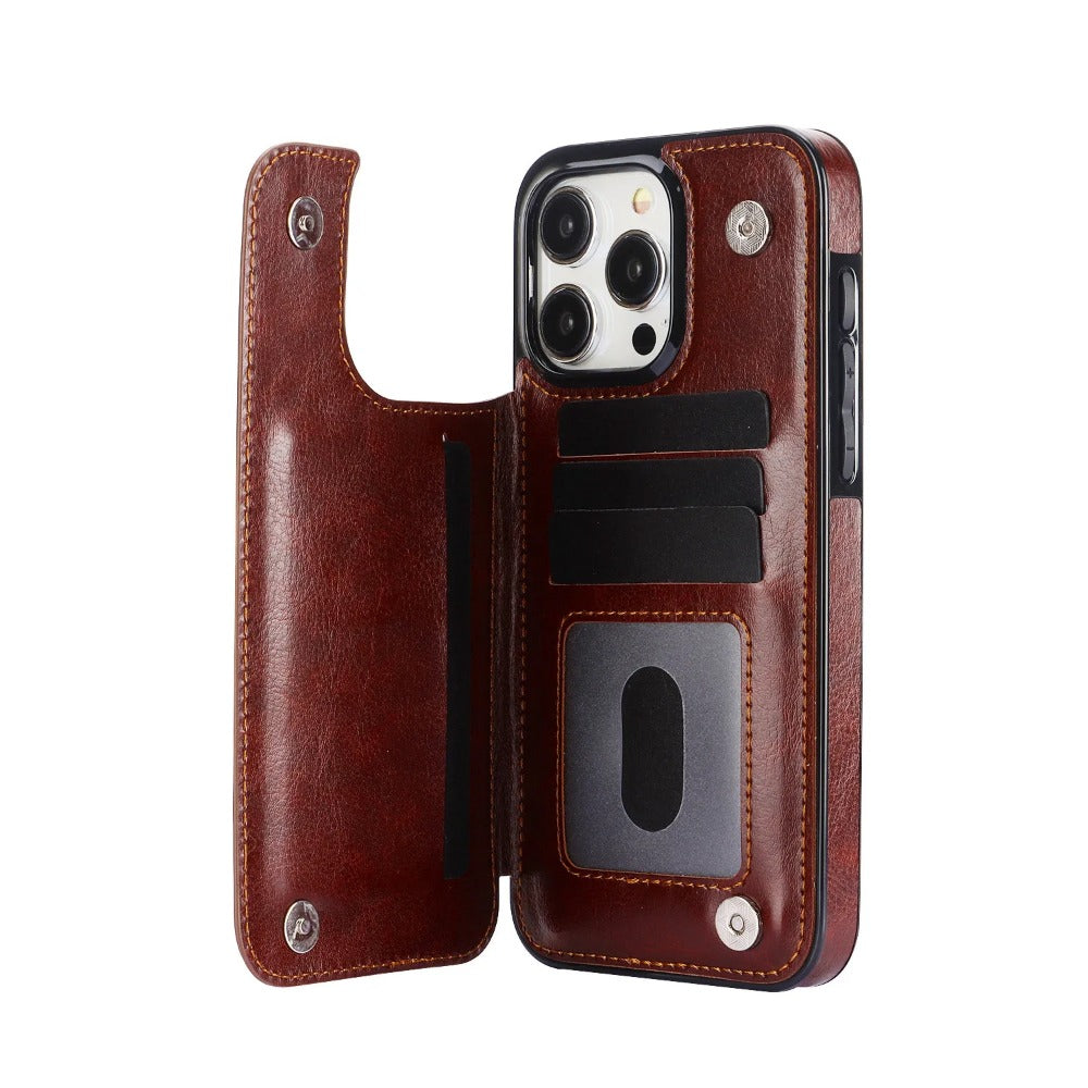 Luxury Wallet Flip iPhone Case – Cover with Card Slots, Secure Magnetic Closure, and Full Protection for Ultimate Convenience